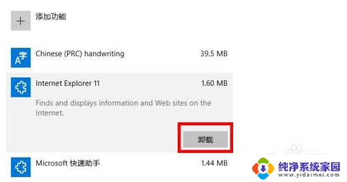 internet ecplorer怎么卸载 Windows10卸载Internet Explorer的方法