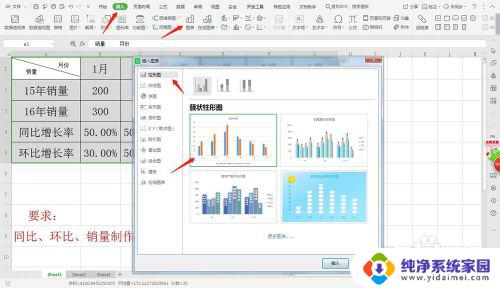 同比环比excel表格制作 环比销量图表