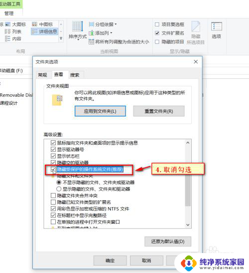 u盘如何查看隐藏文件 Win10系统 U盘隐藏文件显示设置方法