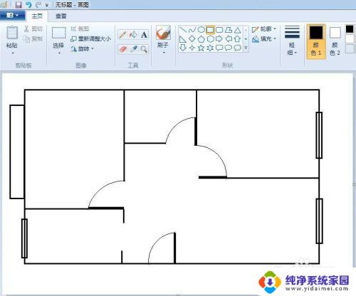 电脑如何制作平面图 电脑自带画图工具绘制平面图的教程