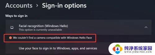 win11 面容用不了 Win11面部识别无法启用怎么办