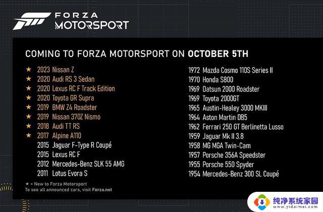 微软公布游戏极限竞速82023尼桑Z等新车型
