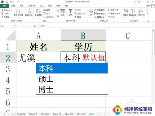 Excel怎么设置默认选项内容？快速学习默认选项内容设置方法