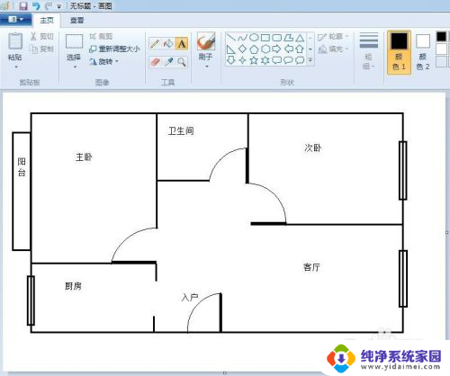 电脑平面图怎么画 电脑自带画图工具画平面图的方法