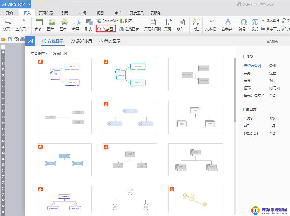 wps关系图模板在哪 wps关系图模板在哪个菜单下