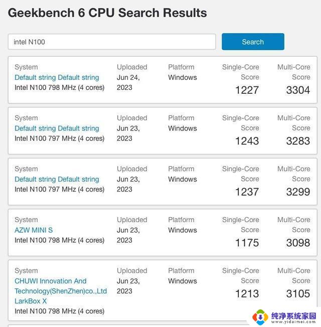 Intel Yes！N100 4小核处理器跑分堪比i5-7400