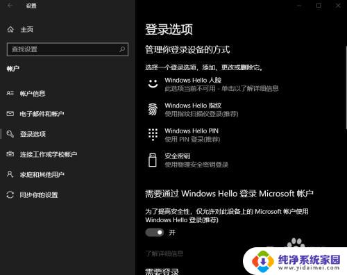 windows没有图片密码选项 win10登录选项设置中没有图片密码选项的原因是什么